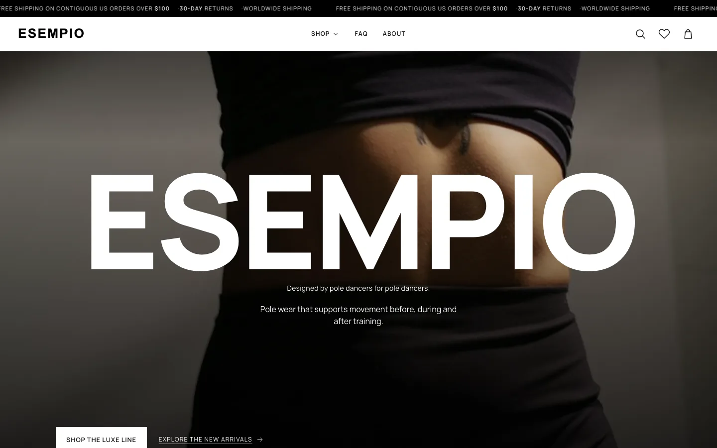 Home page of a sportswear e-commerce with a full-screen photo