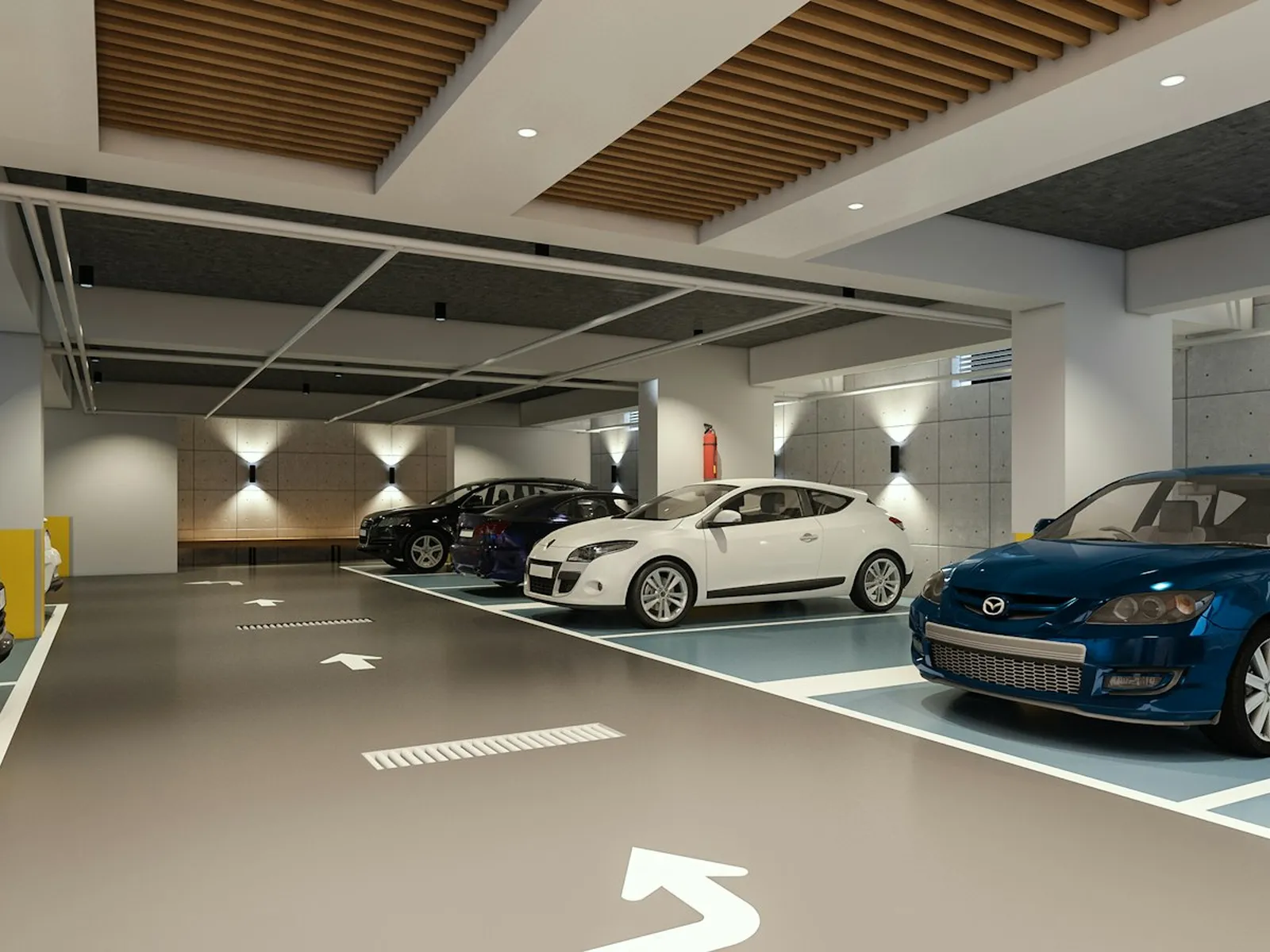 Interno del Parcheggio Esempio, parcheggio coperto a Milano